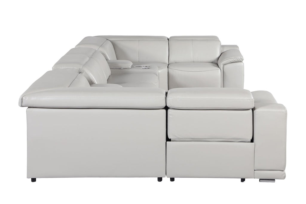 9762 Divanitalia 8-Piece U-Shaped Top Grain Italian Leather Sectional Sofa with 2 Power Recliners - Light Grey - SKU 9762-LT-GREY-8PC-2PWR-U-SECTIONAL-GROUP - view 8