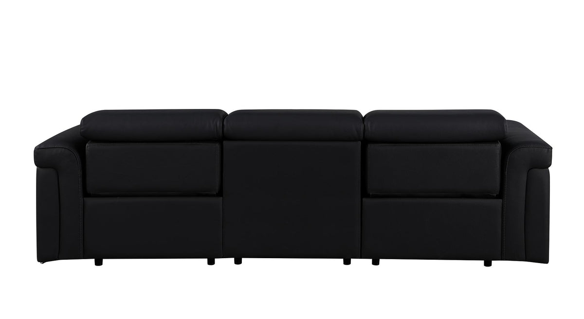 1126 Divanitalia 3-Piece Modular Power Reclining Sofa in Top Grain Italian Leather with 2 Power Recliners & Power Headrests - Black - SKU 1126-BLACK-3.2-S-HT - view 7