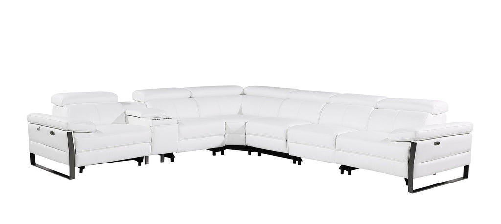 1246 Divanitalia 7-Piece L-Shaped Modular Power Reclining Sectional Sofa with 4 Power Recliners and Power Headrests - Top Grain Italian Leather