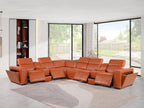 1224 Divanitalia 8-Piece L-Shaped Sectional Sofa in Top Grain Italian Leather with 4 Power Recliners & Power Headrests