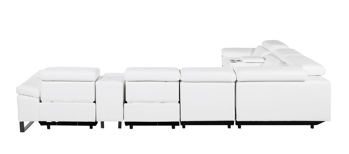 1246 Divanitalia 8-Piece L-Shaped Modular Power Reclining Sectional Sofa with 3 Power Recliners and Power Headrests - Top Grain Italian Leather - White - SKU 1246-WHITE-8PC-3PWR-SECTIONAL - view 7