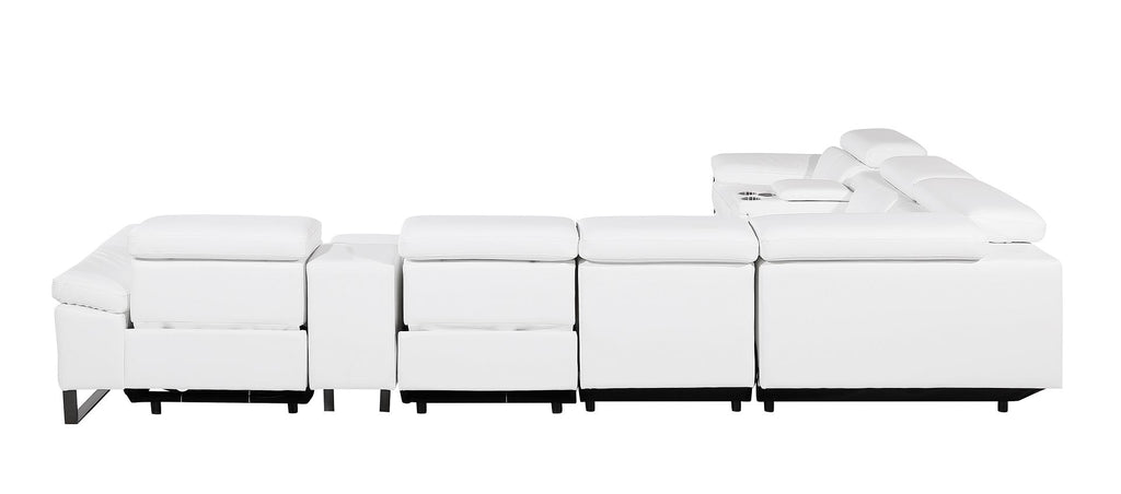 1246 Divanitalia 8-Piece L-Shaped Modular Power Reclining Sectional Sofa with 3 Power Recliners and Power Headrests - Top Grain Italian Leather