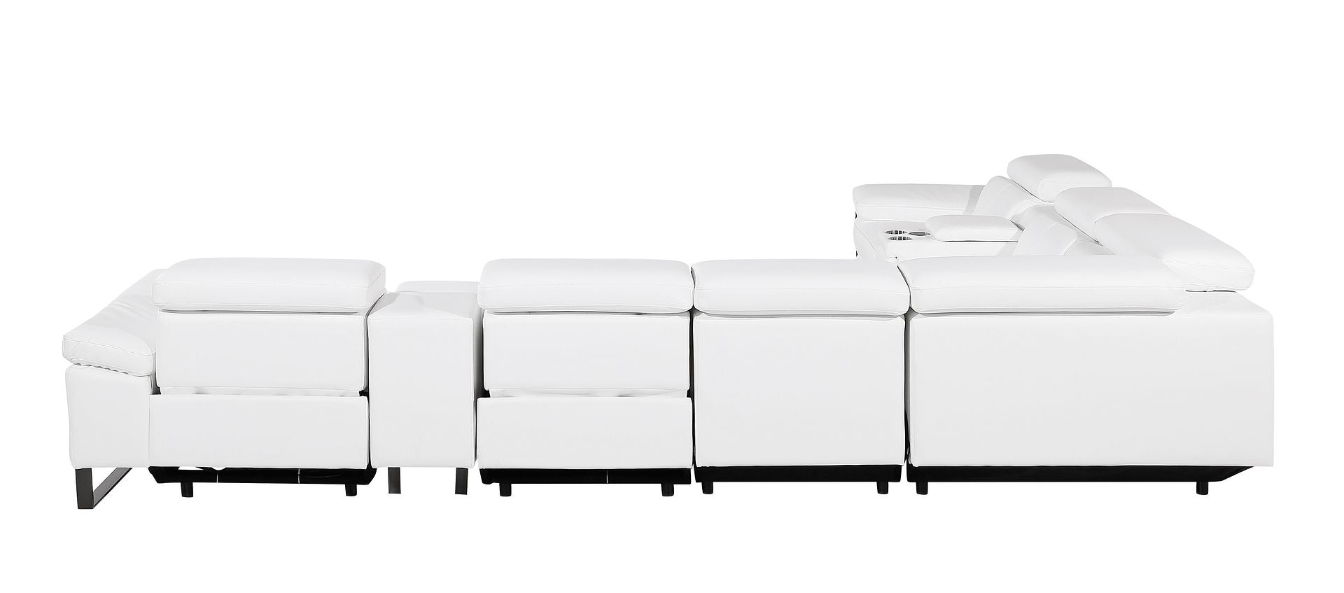 1246 Divanitalia 8-Piece L-Shaped Modular Power Reclining Sectional Sofa with 3 Power Recliners and Power Headrests - Top Grain Italian Leather