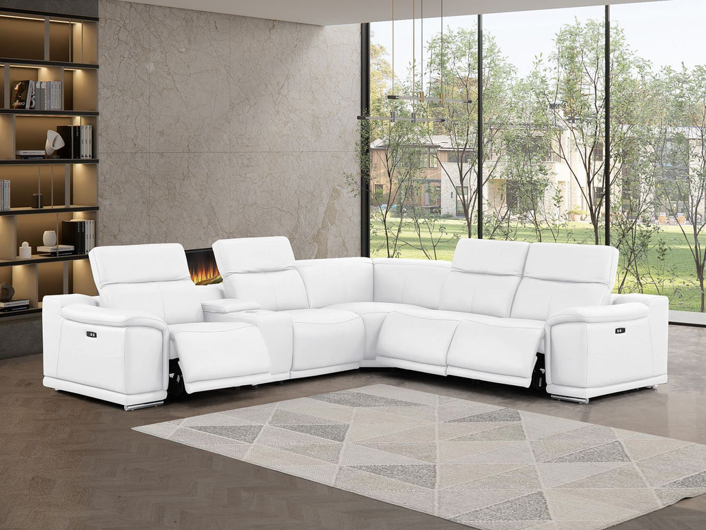 2679 6-Piece L-Shaped Power Reclining Sectional Sofa in Genuine Leather - 3 Recliners