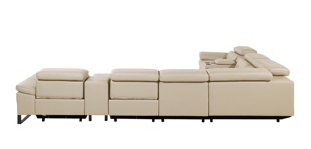 1246 Divanitalia 8-Piece U-Shaped Modular Power Reclining Sectional Sofa with 4 Power Recliners and Power Headrests - Top Grain Italian Leather