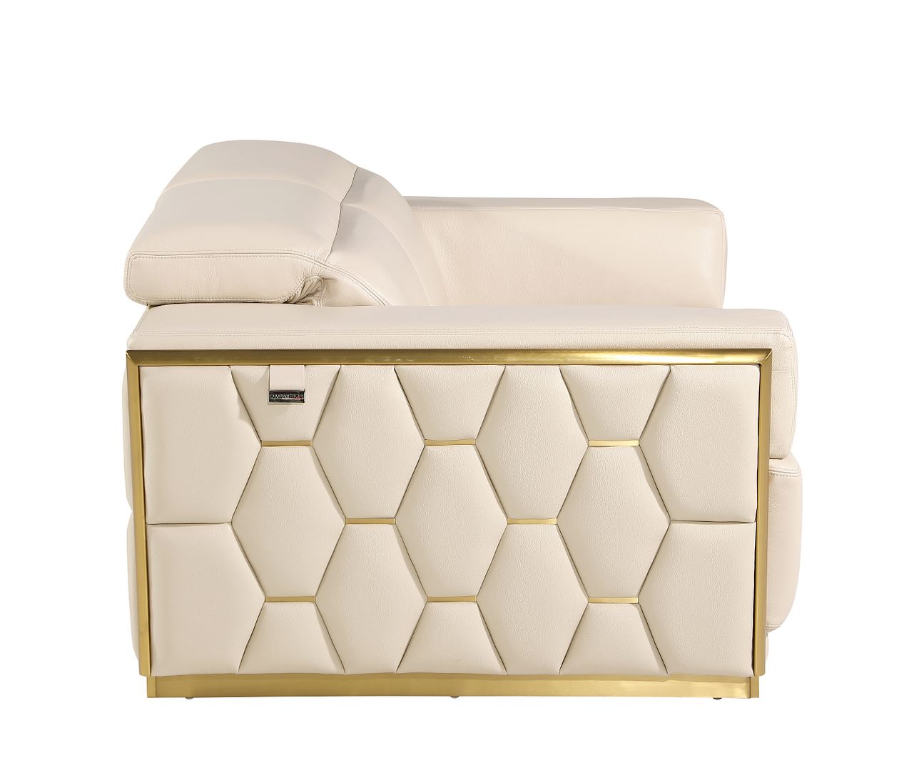1111 Divanitalia Loveseat with Adjustable Headrest in Top-grain Italian Leather - Cream - SKU 1111-BEIGE-L - view 5