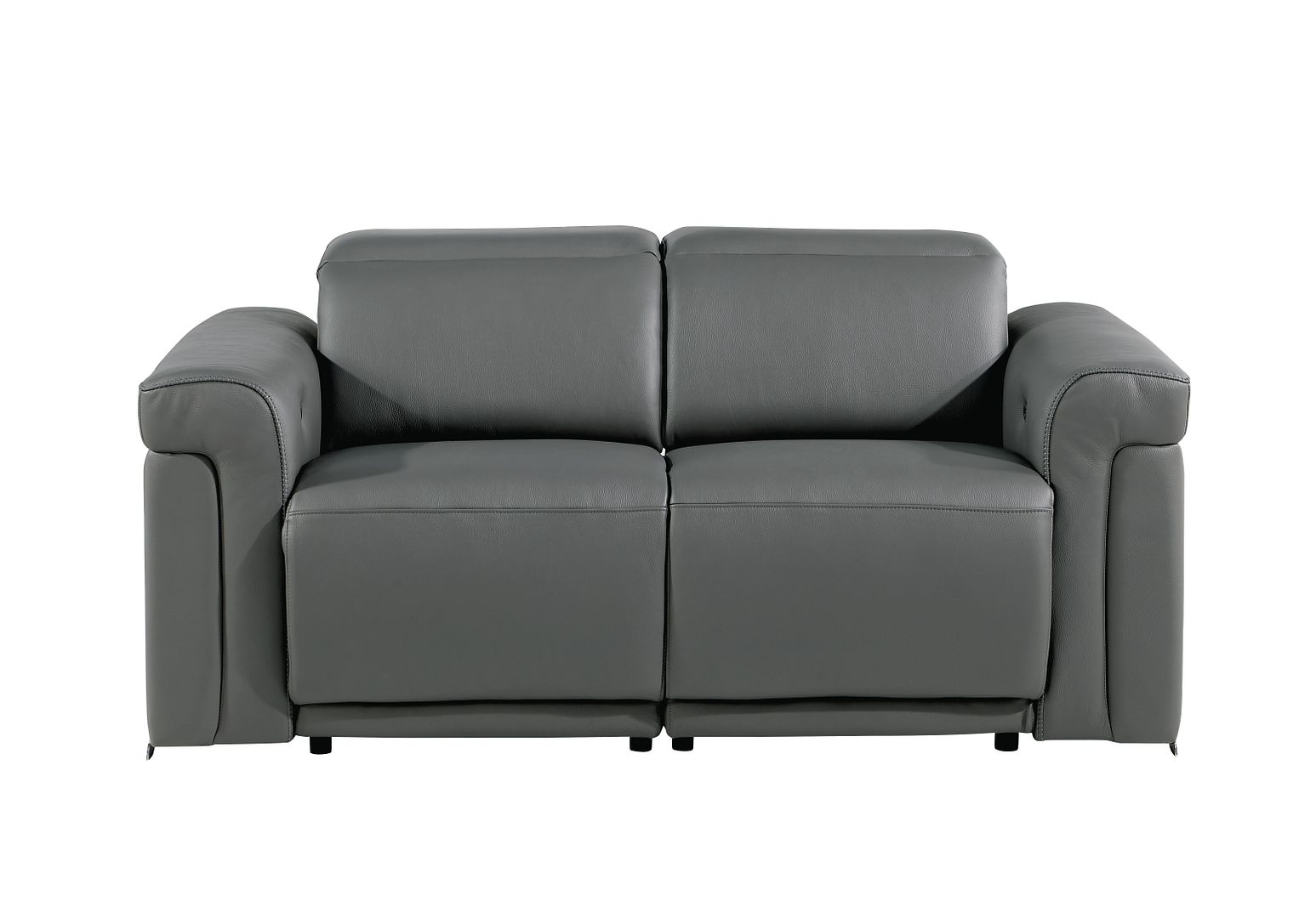 1126 Divanitalia Power Reclining Loveseat in Top Grain Italian Leather with 2 Power Recliners & Power Headrests - Dark Grey