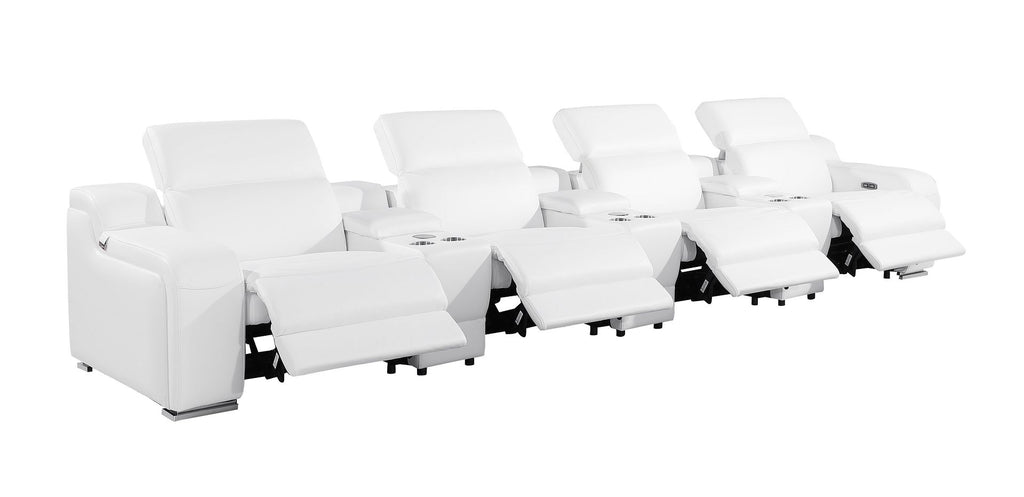 1116 Divanitalia 7-Piece Modular Power Reclining Sofa in Top Grain Italian Leather with 4 Power Recliners & Power Headrests - White - SKU 1116-WHITE-S-7.4-HT - view 5
