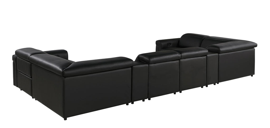 1126 Divanitalia 8-Piece U-Shaped Sectional Sofa in Top Grain Italian Leather with 2 Power Recliners & Power Headrests