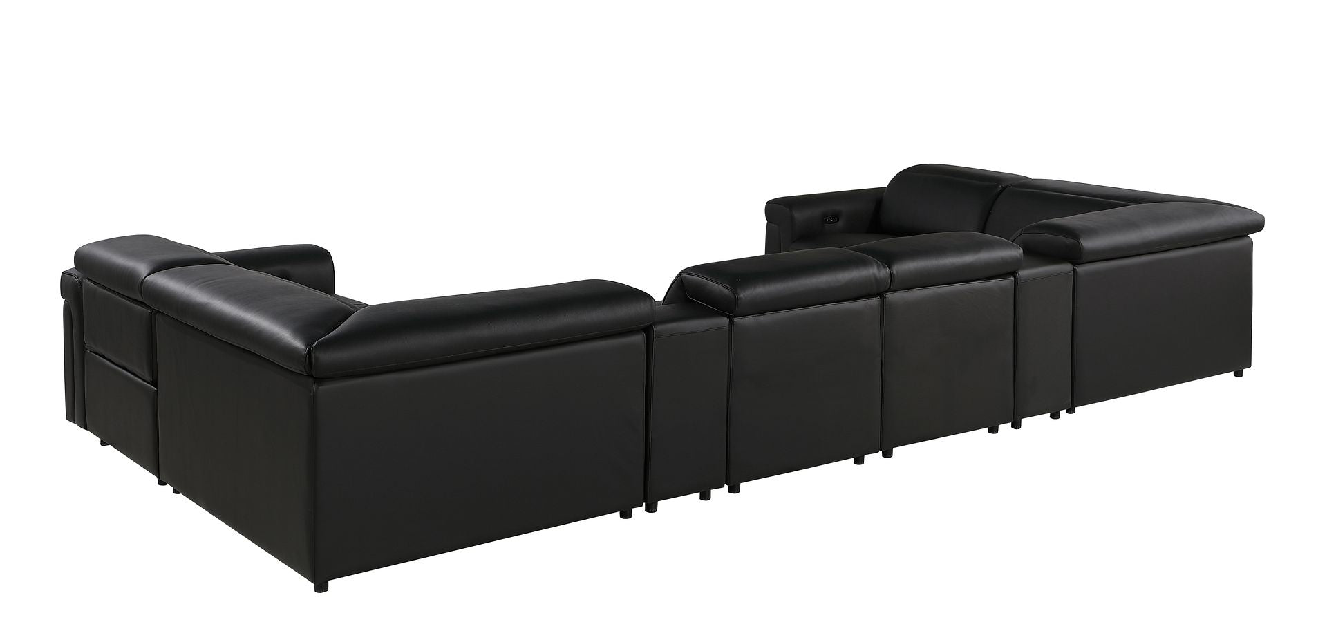 1126 Divanitalia 8-Piece U-Shaped Sectional Sofa in Top Grain Italian Leather with 2 Power Recliners & Power Headrests