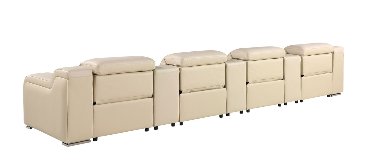 1116 Divanitalia 7-Piece Modular Power Reclining Sofa in Top Grain Italian Leather with 4 Power Recliners & Power Headrests - Beige - SKU 1116-BEIGE-S-7.4-HT - view 8