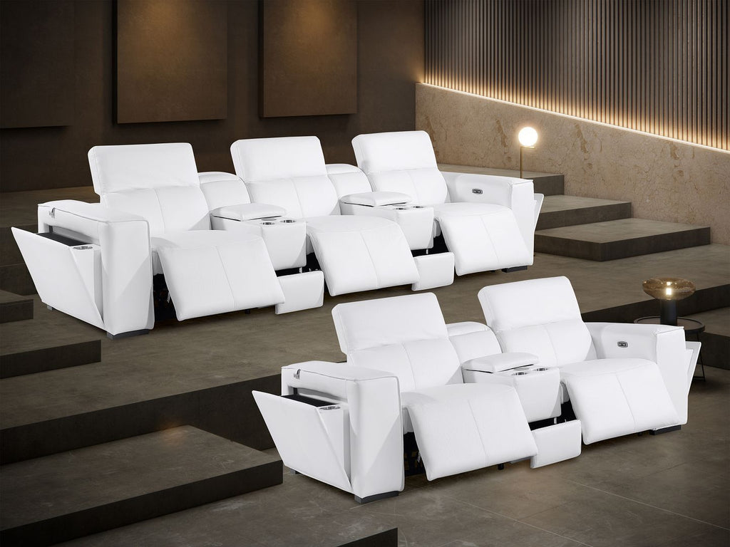 1224 Divanitalia 8-Piece Modular Power Reclining Sofa & Loveseat Set in Top Grain Italian Leather with 5 Power Recliners & Power Headrests - White - SKU 1224-WHITE-8.5-HT-2PC - view 3