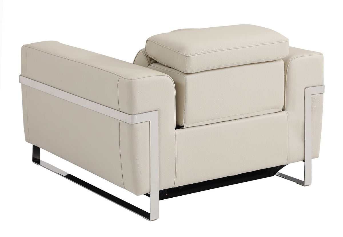 990 Divanitalia Power Reclining Arm Chair with Power Headrest in Top-grain Italian Leather - Beige - SKU 990-BEIGE-CH - view 3