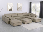 1100 Divanitalia Top-grain Italian Leather 9-Piece Sectional Sofa with Chaise - Beige