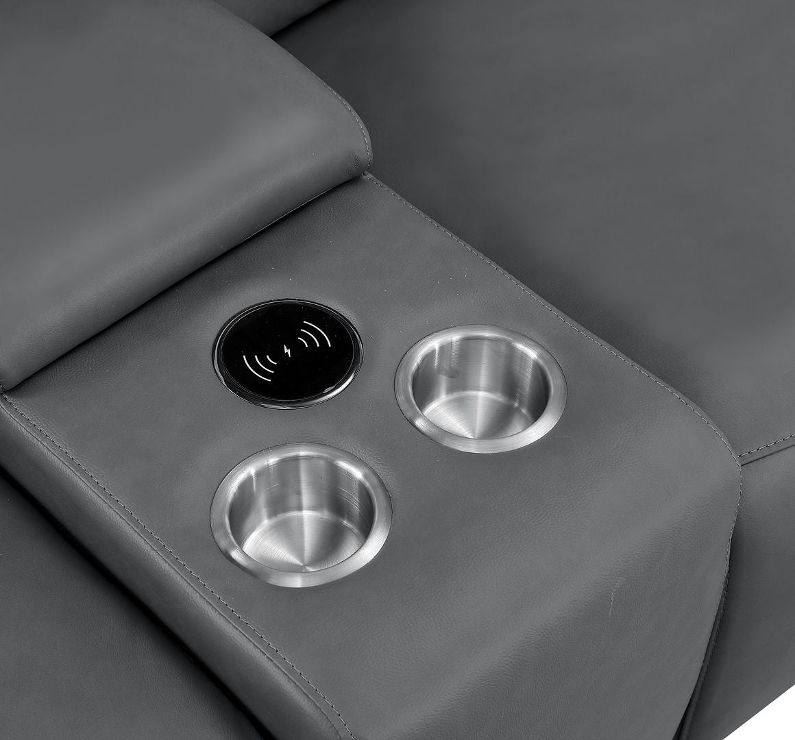 2679 Genuine Leather Sofa with 4 Power Recliners, Power Headrests & 3 Storage Consoles