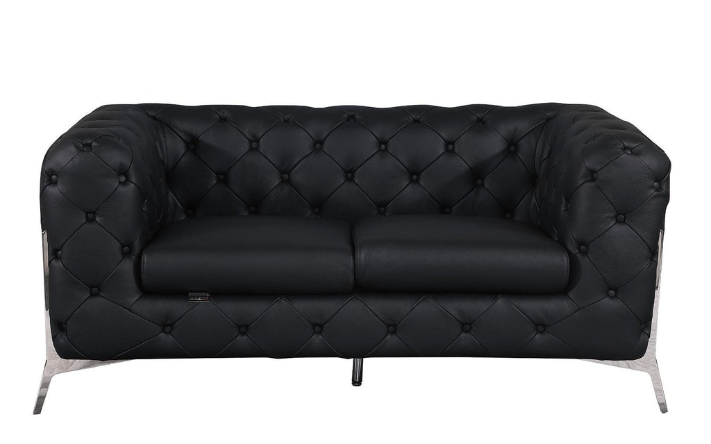 970 Divanitalia 3-Piece Sofa Set in Top-grain Italian Leather - Black - SKU 970- BLACK 3PC (S/L/CH) - GROUP - view 2