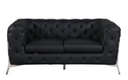 970 Divanitalia 3-Piece Sofa Set in Top-grain Italian Leather - Black - SKU 970- BLACK 3PC (S/L/CH) - GROUP - view 2