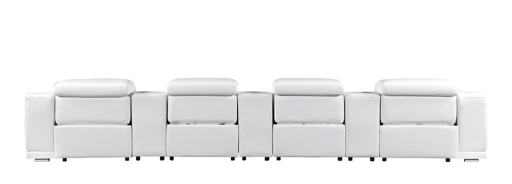 9762 Divanitalia 7-Piece Modular Top Grain Italian Leather Power Reclining Sofa with 4 Power Recliners