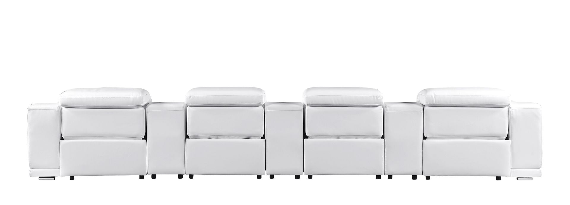 9762 Divanitalia 7-Piece Modular Top Grain Italian Leather Power Reclining Sofa with 4 Power Recliners