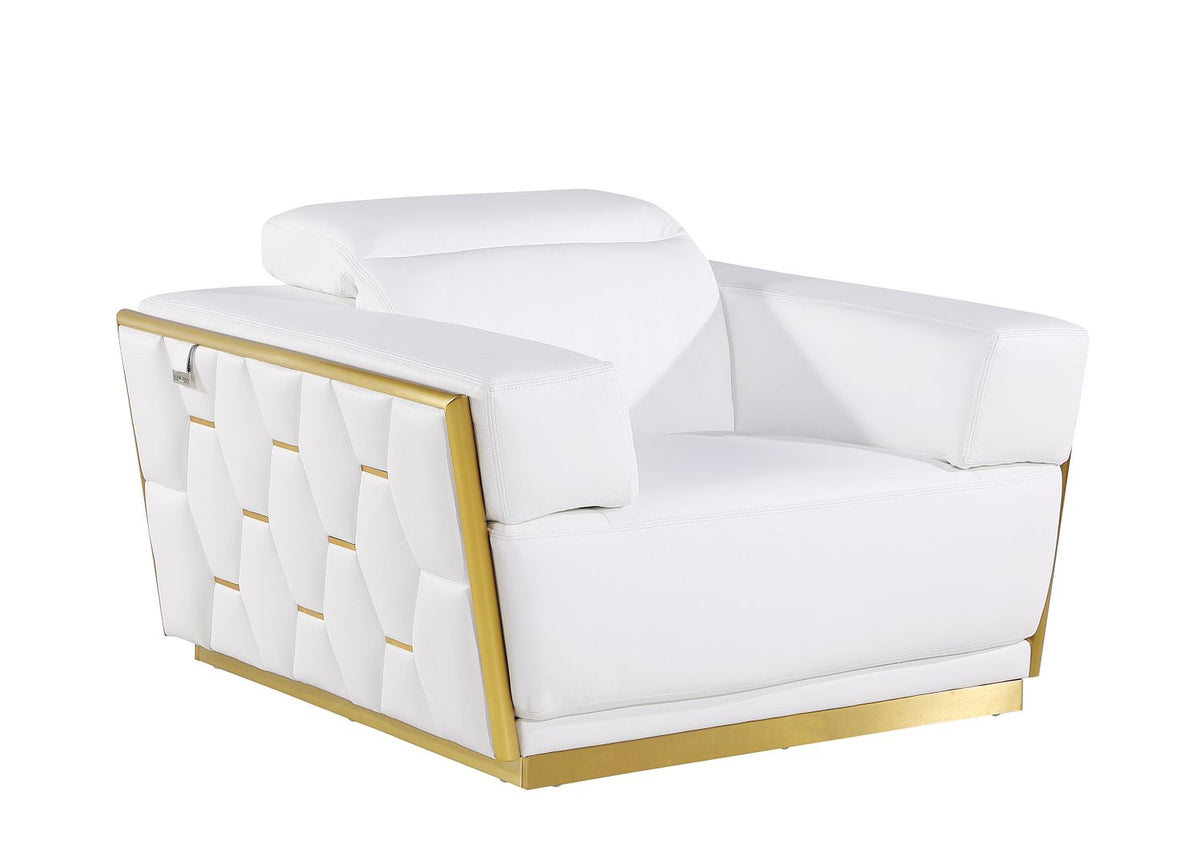 1111 Divanitalia 3-Piece Sofa Set with Adjustable Headrest in Top-grain Italian Leather - White - SKU 1111-WHITE-3PC - view 10