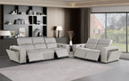 1224 Divanitalia 5-Piece Modular Power Reclining Sofa and Loveseat Set in Top Grain Italian Leather with 4 Power Recliners & Power Headrests - Light Grey - SKU 1224-LT-GREY-5.4-HT-2PC - view 2