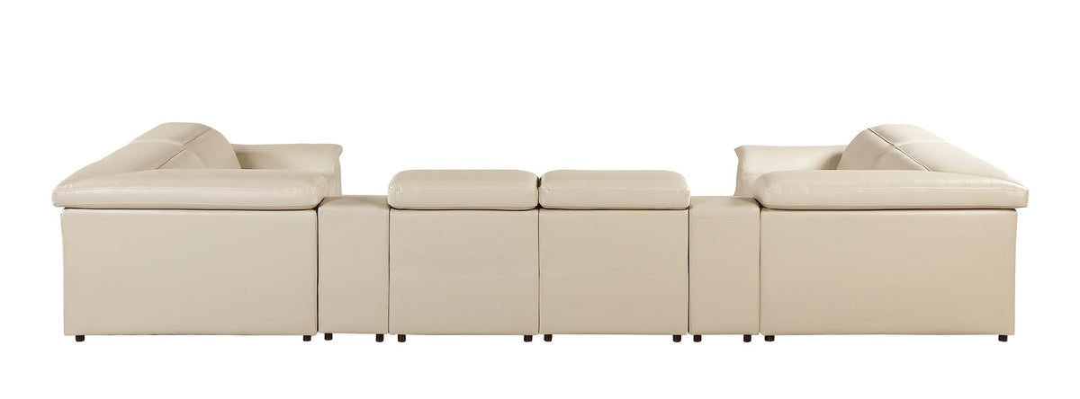 9762 Divanitalia 8-Piece U-Shaped Top Grain Italian Leather Sectional Sofa with 2 Power Recliners - Beige - SKU 9762-BEIGE-8PC-2PWR-U-SECTIONAL-GROUP - view 7