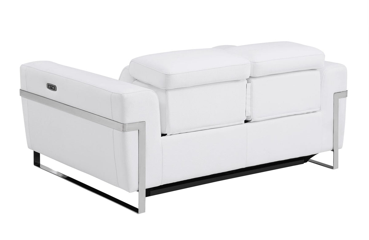 990 Divanitalia Power Reclining 2-Piece Sofa Set with Power Headrest in Top-grain Italian Leather - White - SKU 990-WHITE-2PC - view 8