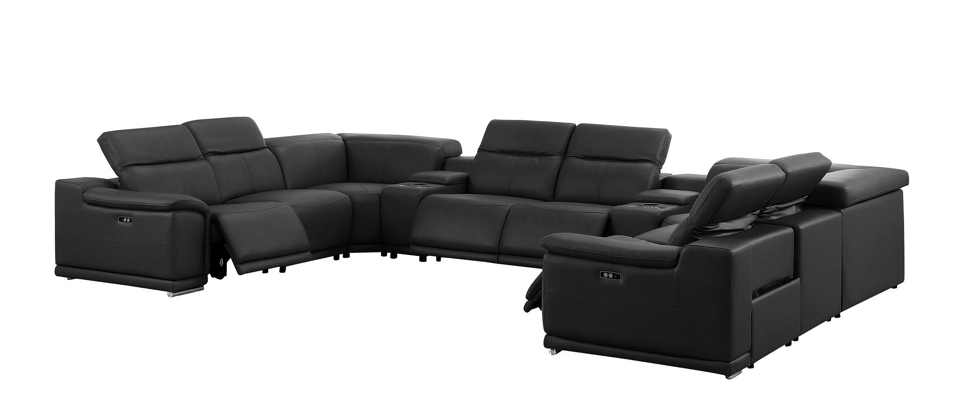 2679 10-Piece U-Shaped Power Reclining Sectional Sofa in Genuine Leather - 4 Recliners