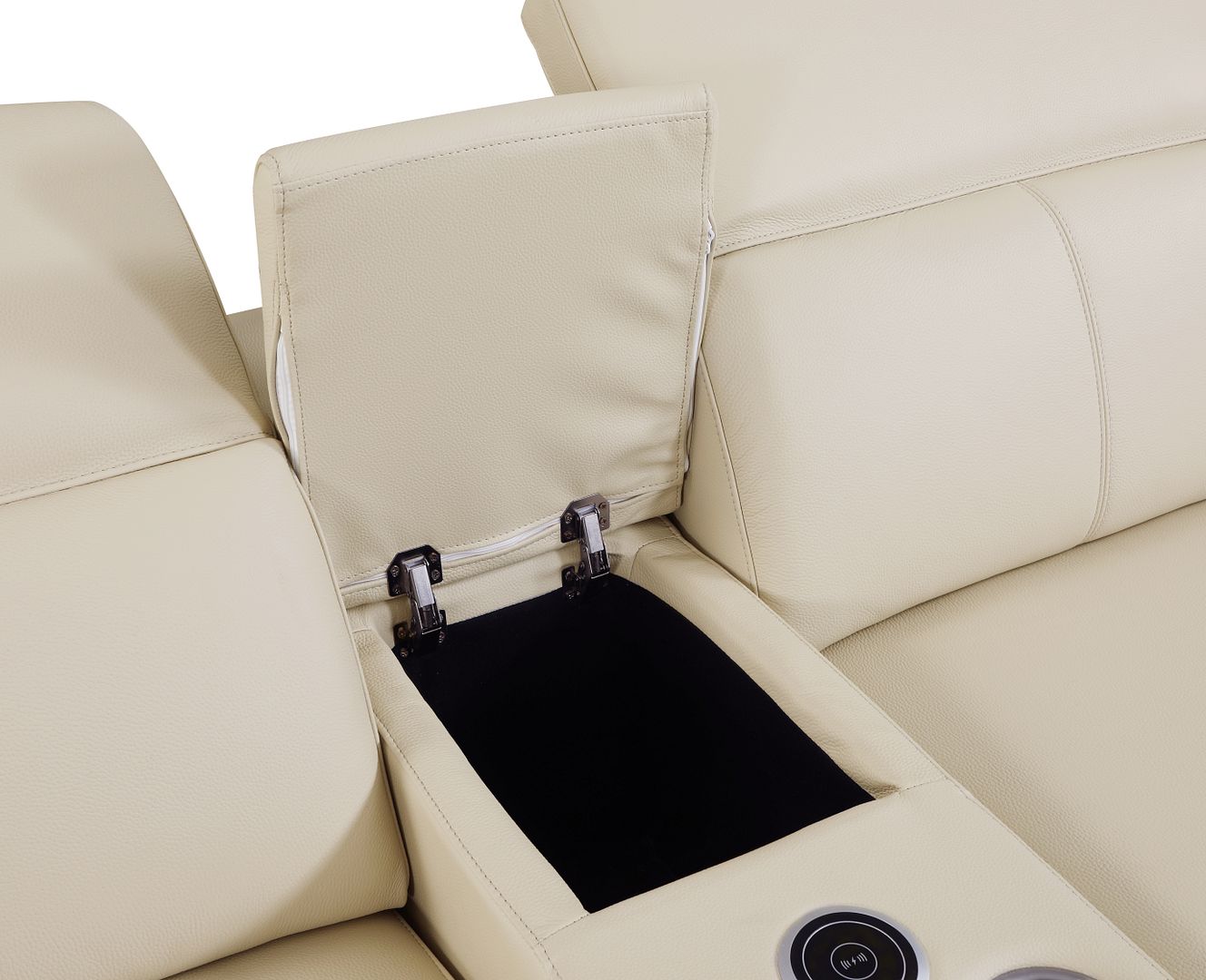 9762 Divanitalia 2-Piece Modular Power Reclining Console with 2 Power Recliners in Top Grain Italian Leather