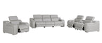 1116 Divanitalia 7-Piece Modular Power Reclining Sofa, Loveseat & Chair Set in Top Grain Italian Leather with 6 Power Recliners & Power Headrests - Light Grey - SKU 1116-LT_GREY-7.6-HT-3PC - view 4