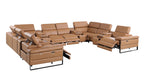 1246 Divanitalia 12-Piece U-Shaped Modular Power Reclining Sectional Sofa with 4 Power Recliners and Power Headrests - Top Grain Italian Leather - Cognac - SKU 1246-COGNAC-12PC-4PWR-U-SECTIONAL - view 5