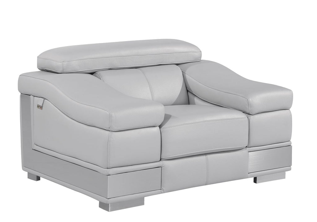 415 Divanitalia Chair with Adjustable Headrest in Top-grain Italian Leather - Light Grey - SKU 415-CH-LIGHT GRAY - view 2