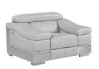 415 Divanitalia Chair with Adjustable Headrest in Top-grain Italian Leather - Light Grey - SKU 415-CH-LIGHT GRAY - view 2