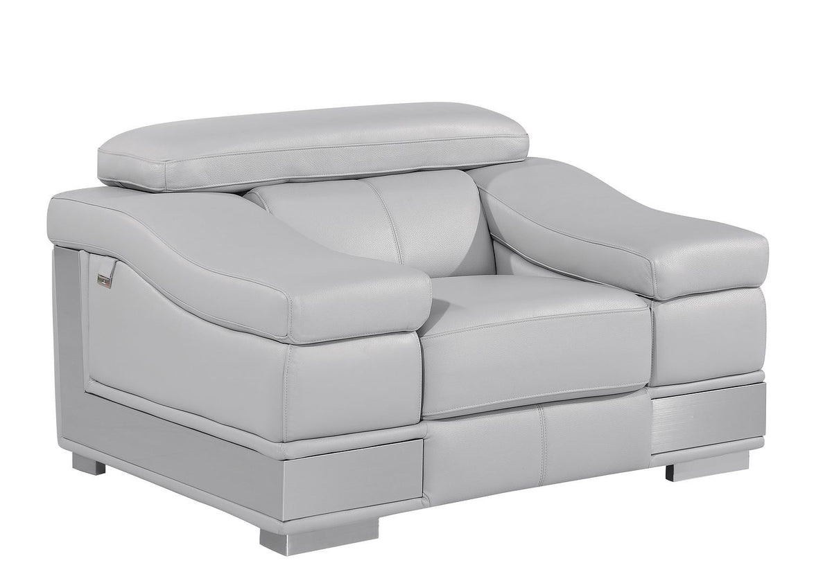 415 Divanitalia Chair with Adjustable Headrest in Top-grain Italian Leather - Light Grey - SKU 415-CH-LIGHT GRAY - view 2