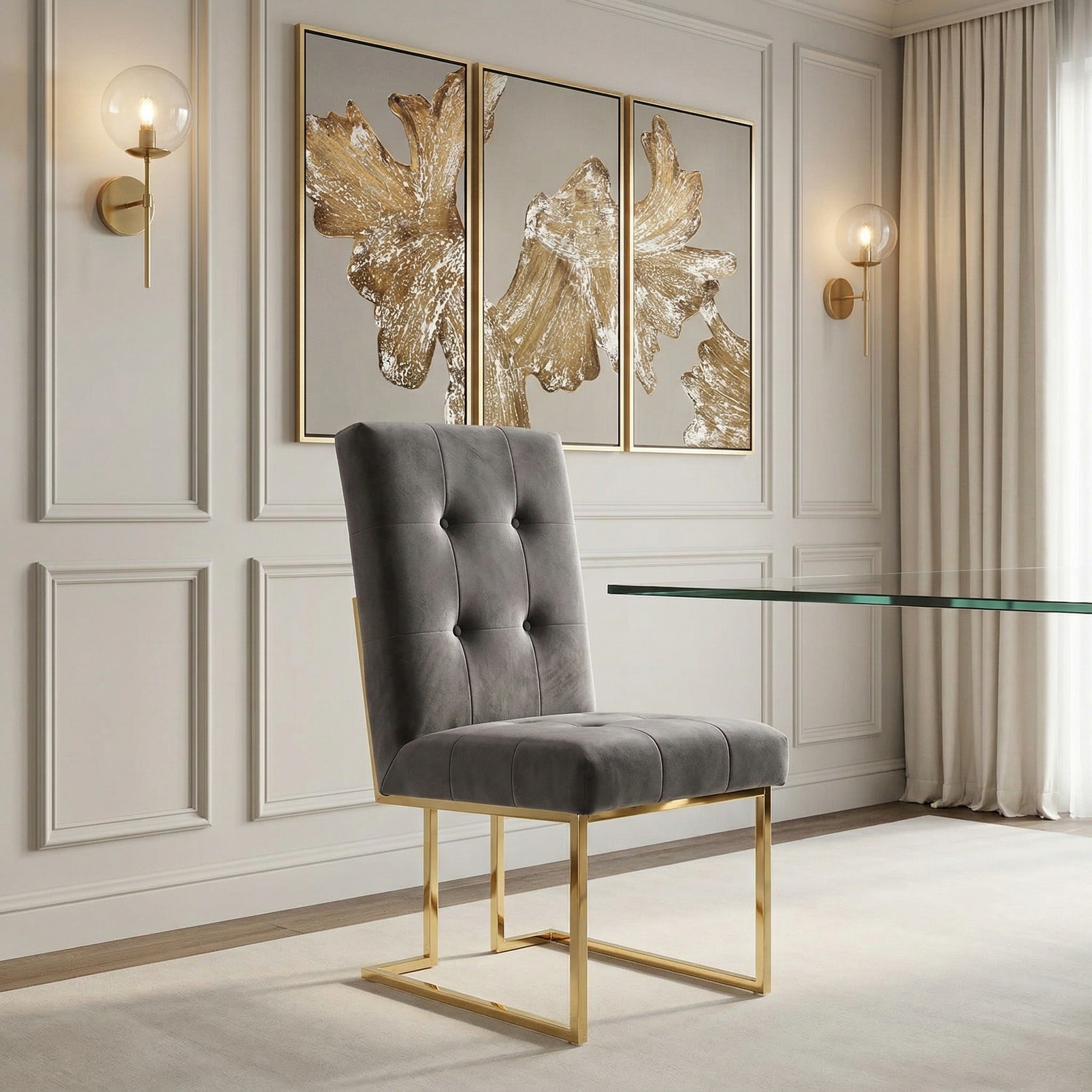 Legend Modern Grey Fabric & Gold Dining Chair (Set of 2)