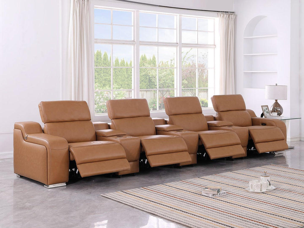 1116 Divanitalia 7-Piece Modular Power Reclining Sofa in Top Grain Italian Leather with 4 Power Recliners & Power Headrests - Cognac - SKU 1116-COGNAC-S-7.4-HT - view 2