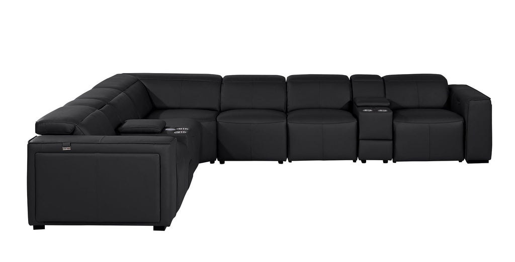 1224 Divanitalia 8-Piece U-Shaped Sectional Sofa in Top Grain Italian Leather with 4 Power Recliners & Power Headrests