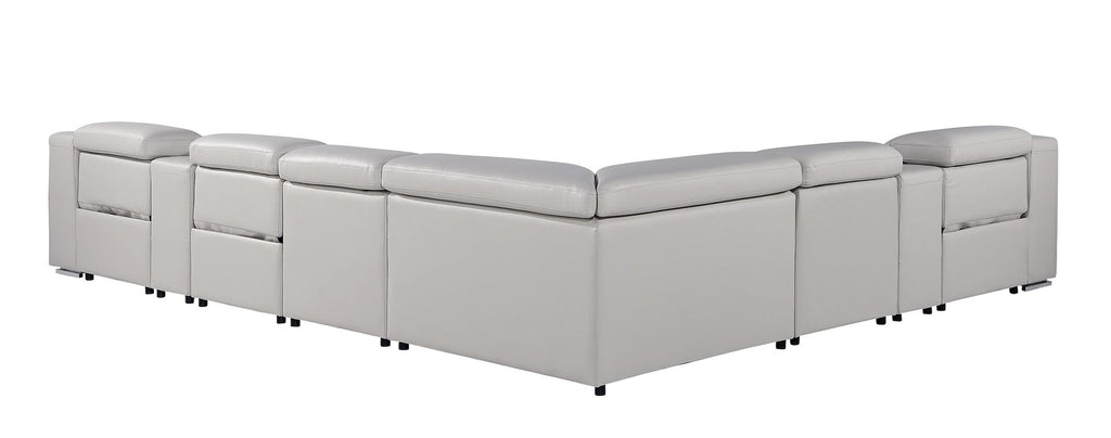 1116 Divanitalia 8-Piece L-Shaped Sectional Sofa in Top Grain Italian Leather with 3 Power Recliners & Power Headrests - Light Grey - SKU 1116-LT-GREY-8PC-3PWR-SECTIONAL- GROUP - view 6