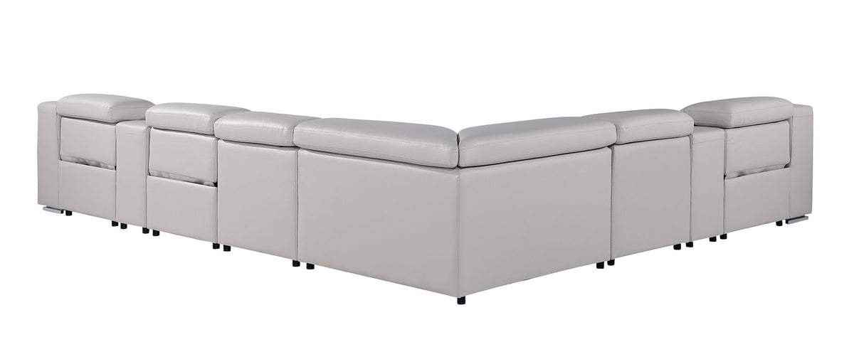 1116 Divanitalia 8-Piece L-Shaped Sectional Sofa in Top Grain Italian Leather with 3 Power Recliners & Power Headrests - Light Grey - SKU 1116-LT-GREY-8PC-3PWR-SECTIONAL- GROUP - view 6