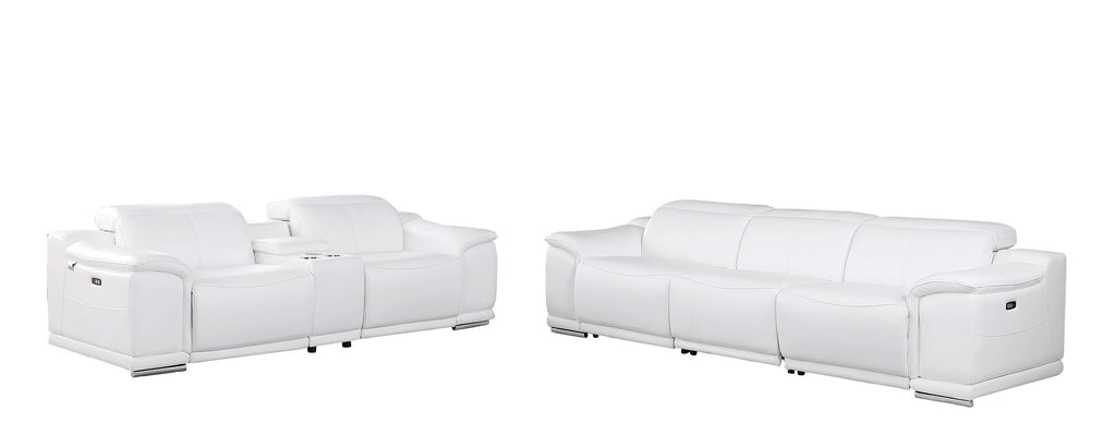 9762 Divanitalia 6-Piece Modular Power Reclining Sofa and Console Loveseat Set with 5 Power Recliners in Top Grain Italian Leather - White - SKU 9762-WHITE-6.5-HT - view 3