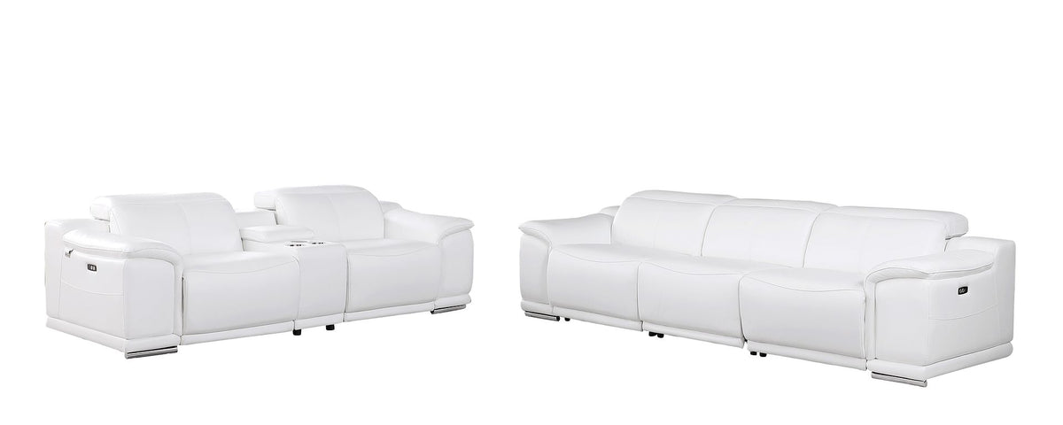 9762 Divanitalia 6-Piece Modular Power Reclining Sofa and Console Loveseat Set with 5 Power Recliners in Top Grain Italian Leather - White - SKU 9762-WHITE-6.5-HT - view 3