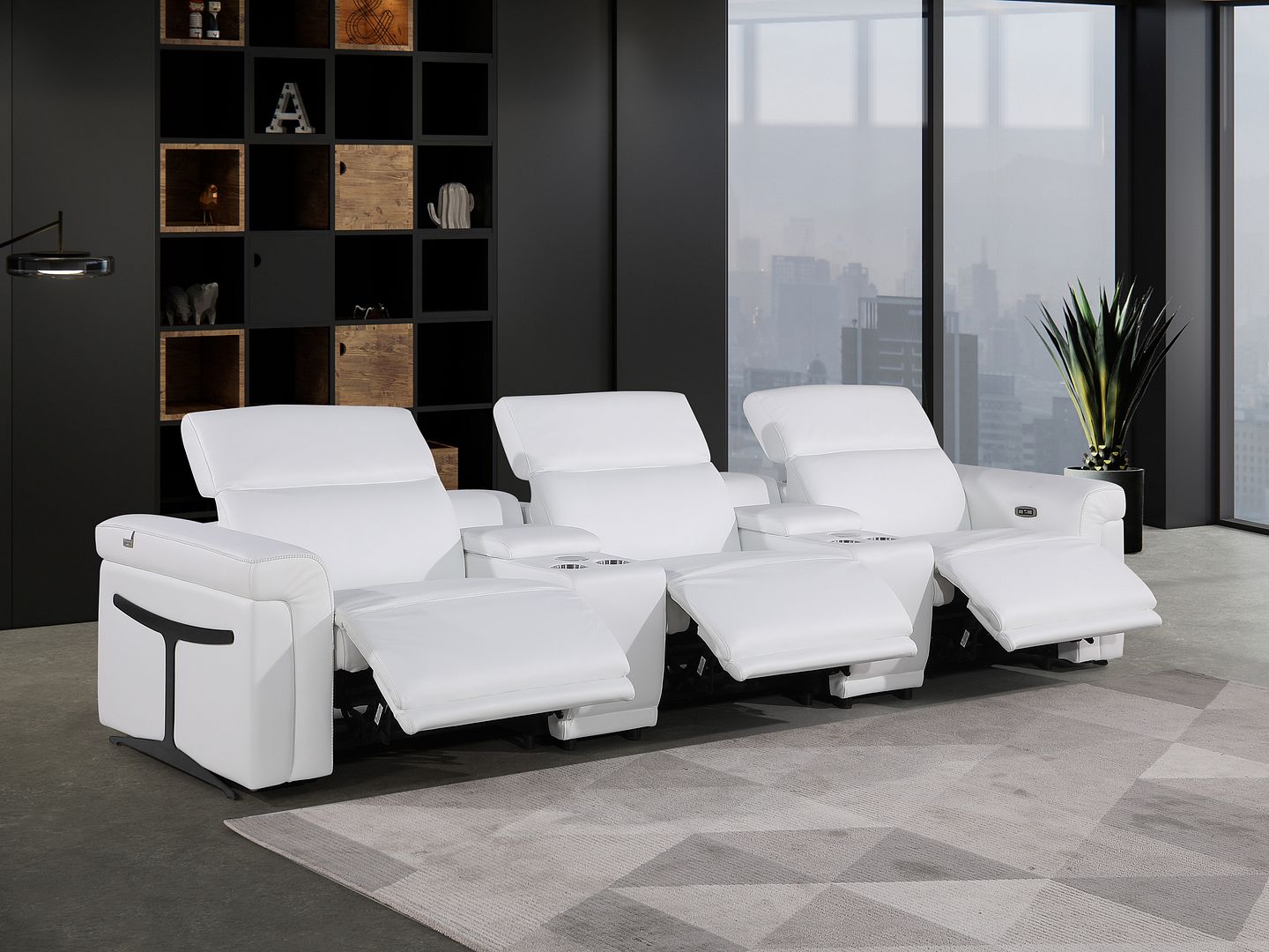 1126 Divanitalia 5-Piece Modular Power Reclining Sofa in Top Grain Italian Leather with 3 Power Recliners & Power Headrests