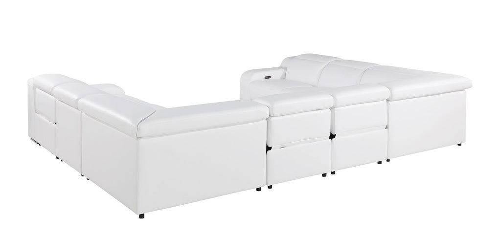1116 Divanitalia 8-Piece U-Shaped Sectional Sofa in Top Grain Italian Leather with 4 Power Recliners & Power Headrests - White - SKU 1116-WHITE-8PC-4PWR-U-NC-SECTIONAL-GROUP - view 8