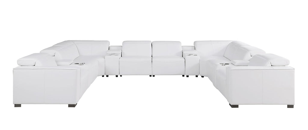 1208 12 Piece U-Shaped Leather Sectional Sofa with 4 Power Recliners & Power Headrest
