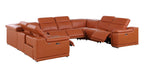 9762 Divanitalia 8-Piece U-Shaped Top Grain Italian Leather Sectional Sofa with 4 Power Recliners