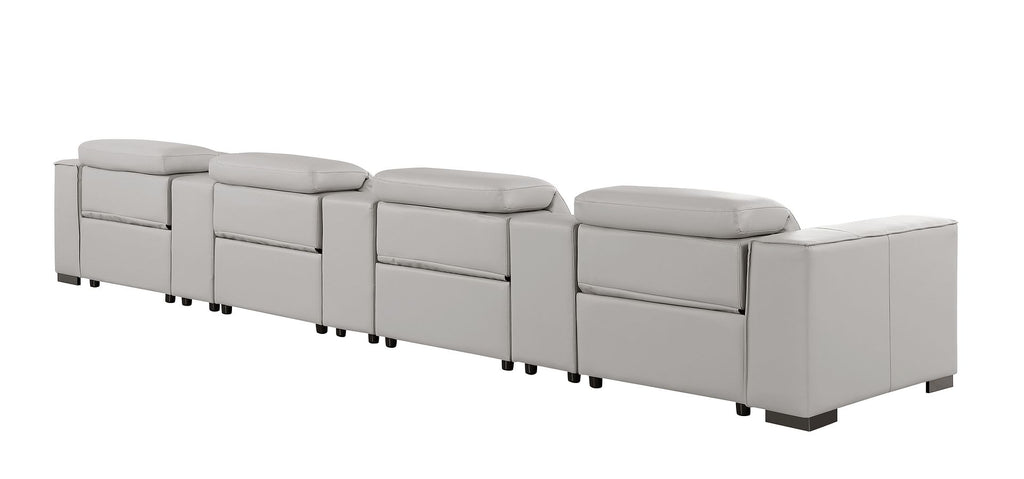 1208 7 Piece Leather Sofa with 4 Power Recliners and Power Headrests - Light Grey - SKU 1208-LT-GREY-S-7.4-HT - view 6