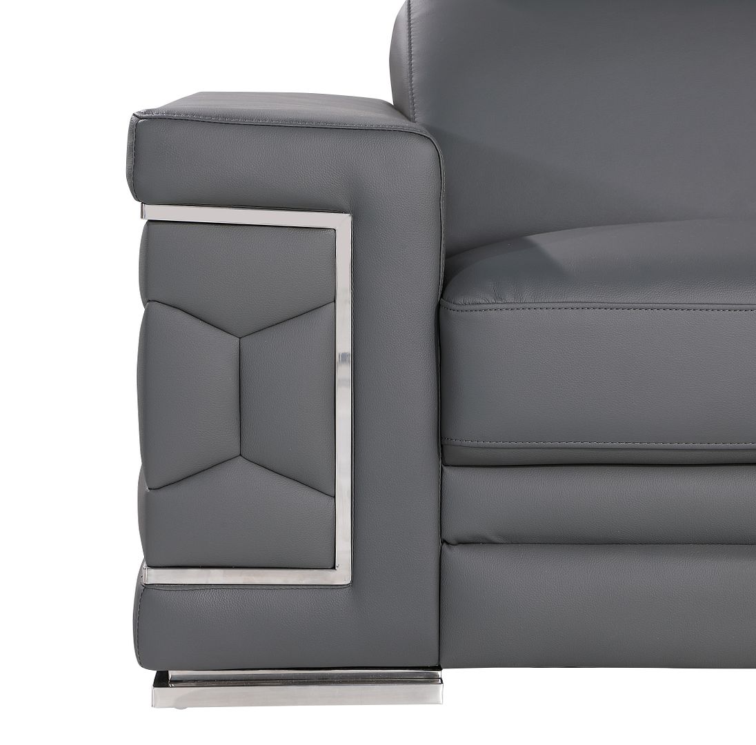 296 Modern Genuine Leather 2-Piece Sofa Set - Grey - SKU 296-GREY-2PC - view 11