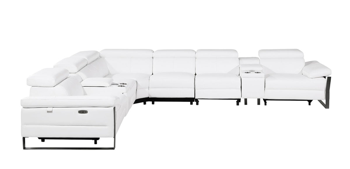 1246 Divanitalia 8-Piece L-Shaped Modular Power Reclining Sectional Sofa with 4 Power Recliners and Power Headrests - Top Grain Italian Leather - Black - SKU 1246-BLACK-8PC-4PWR-SECTIONAL - view 5