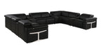 1126 Divanitalia 12-Piece U-Shaped Sectional Sofa in Top Grain Italian Leather with 4 Power Recliners & Power Headrests - Black - SKU 1126-BLACK-12PC-4PWR-U-SECTIONAL-GROUP - view 4