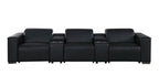 1208 Leather Sofa with 3 Power Recliners and Two Storage Consoles